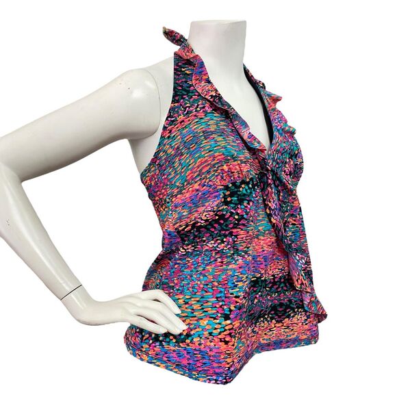 Assets by Sara Blakely Women's Large Ruffle Halter Tankini Swim Top - Picture 2 of 8